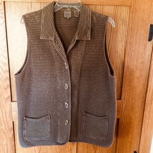 Focus Casual Lifestyle Collection Brown Woven Button Up Vest Size L